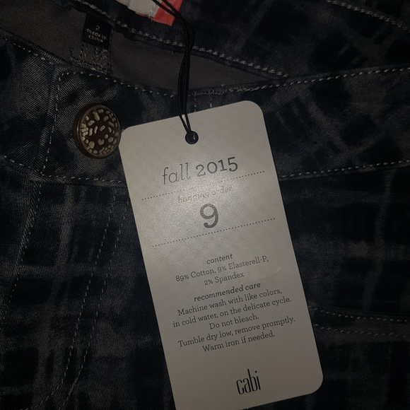 CAbi NWT #3047 Grid Print Skinny Denim Jean - Picture 5 of 7
